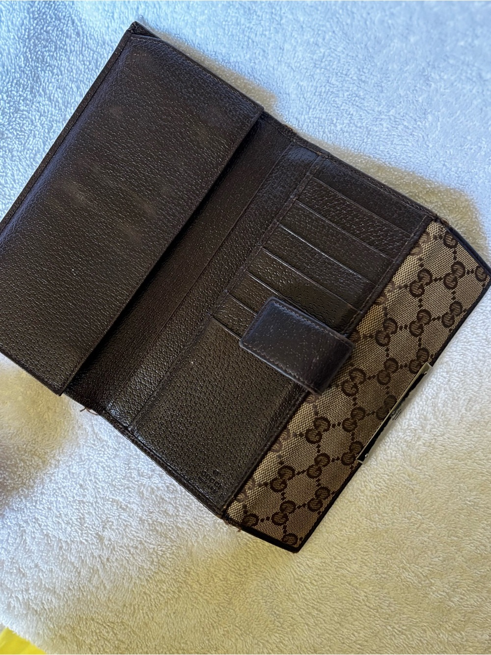 🇺🇸Gucci Beige Brown GG Canvas Continental Wallet with Metal Logo Plate - Picture 6 of 9